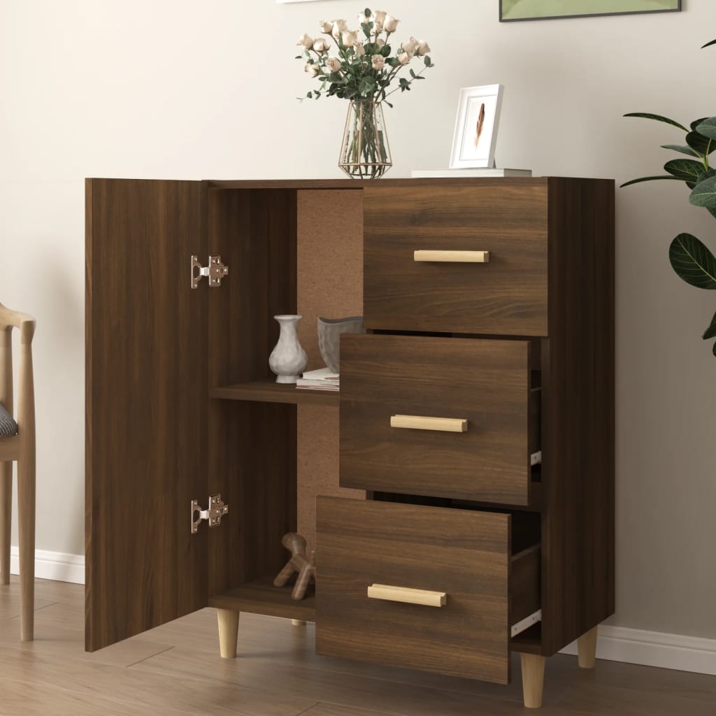 

vidaXL Dressoir 69,5x34x90 cm bewerkt hout bruineikenkleurig