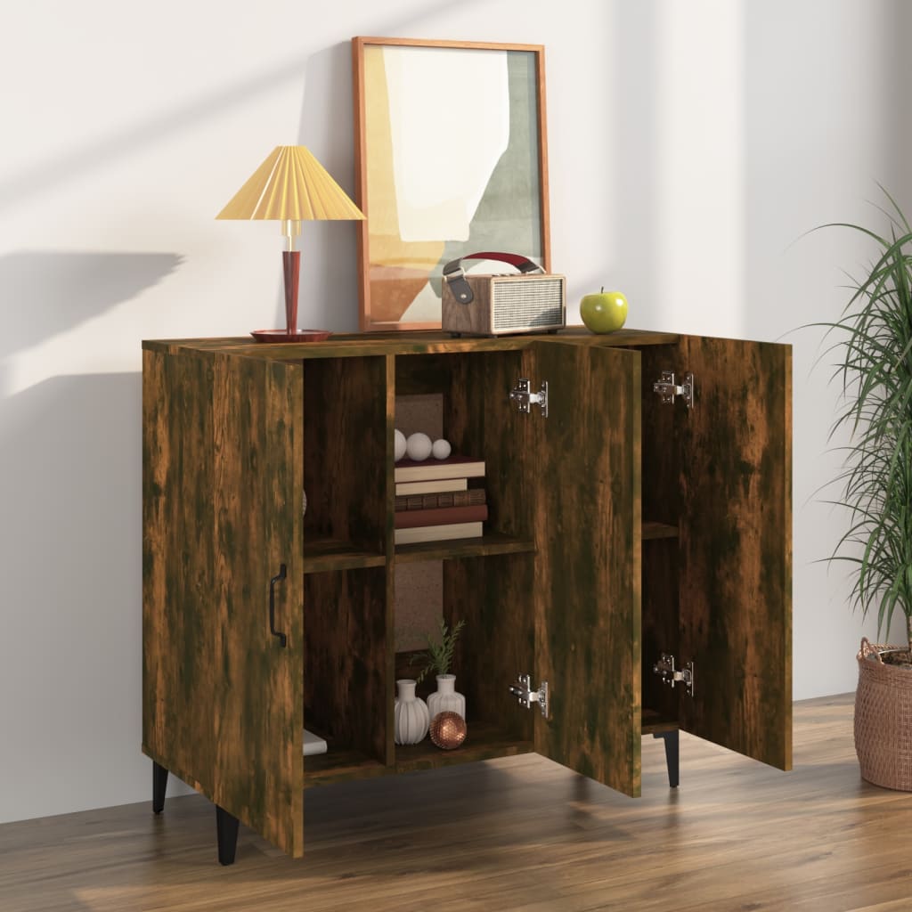 vidaXL Dressoir 90x34x80 cm bewerkt hout gerookt eikenkleurig afbeelding