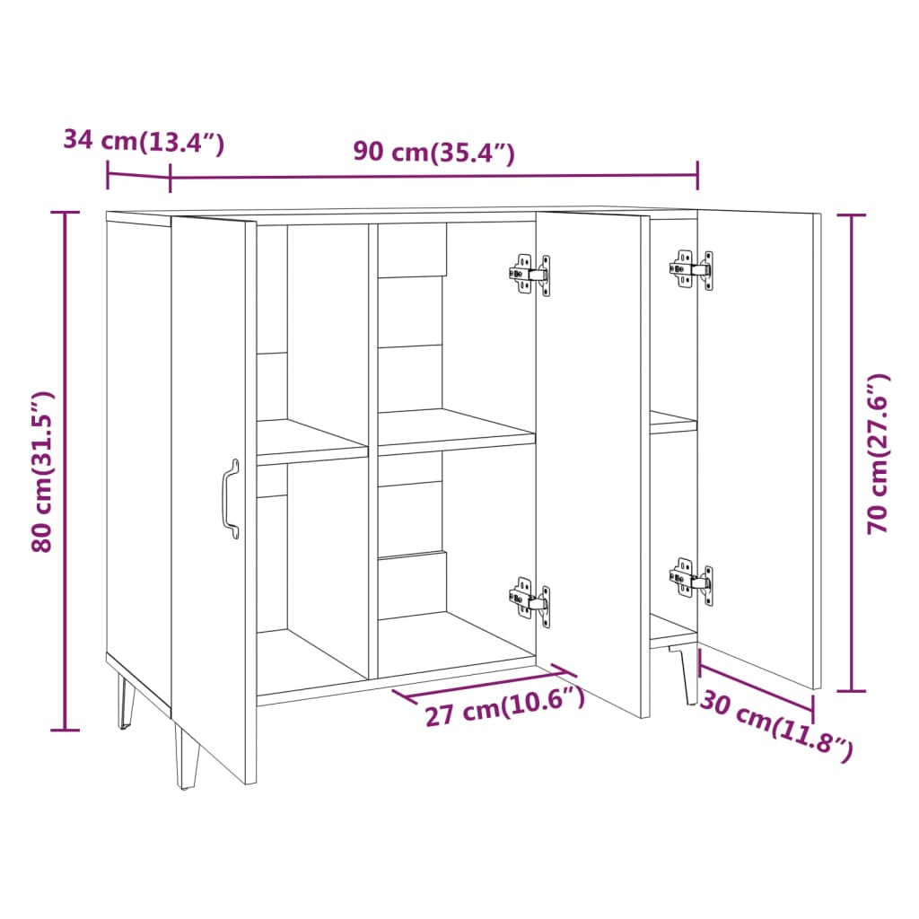 Komoda siva sonoma 90x34x80 cm konstruiran les