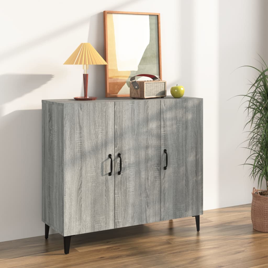 vidaXL Szafka, szary d�b sonoma, 90x34x80 cm, materia� drewnopochodny