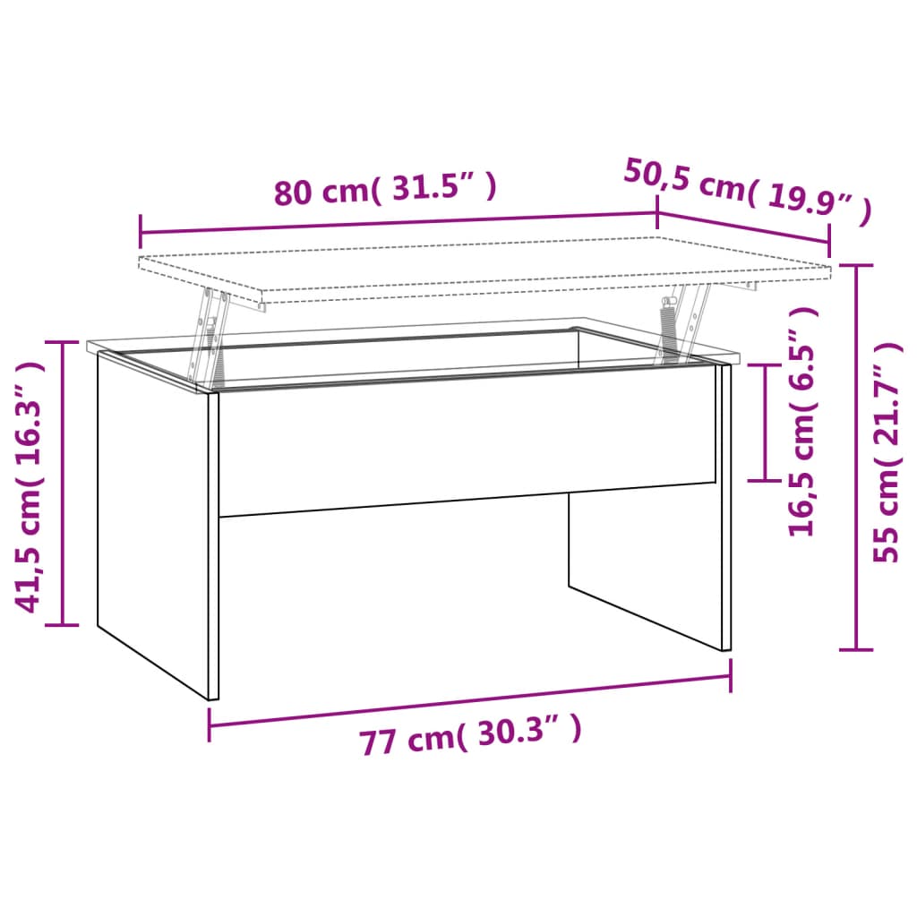 Stolić za kavu boja hrasta 80x50,5x41,5 cm konstruirano drvo