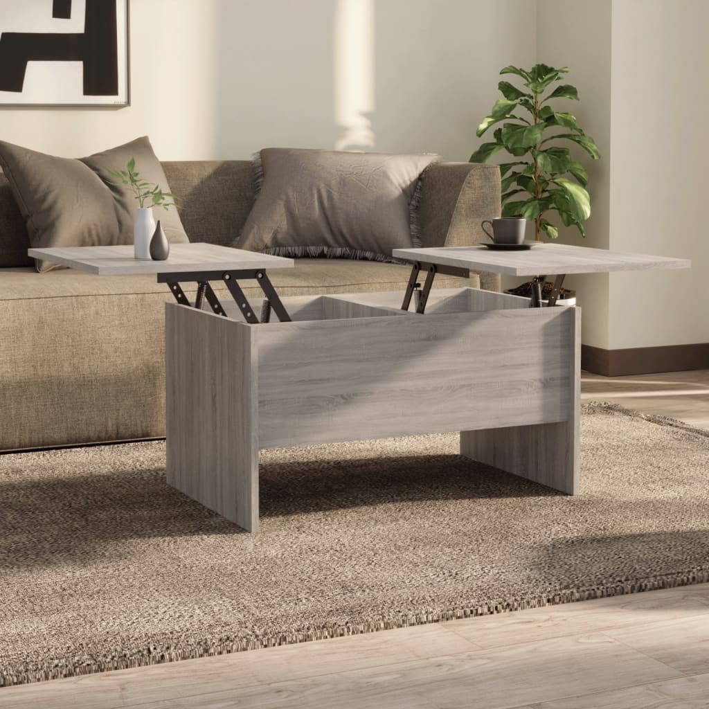 vidaXL Stolik kawowy, szary db sonoma, 80x50x42,5 cm