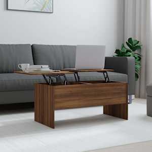 Klubska mizica rjavi hrast 102x50,5x46,5 cm konstruiran les