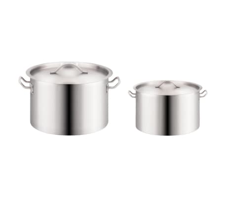 vidaXL Ensemble de 2 casseroles à bouillon 44/24 L Inox