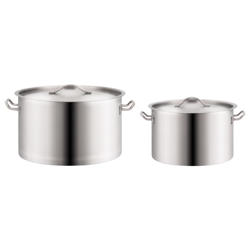 vidaXL Set oale de supă, 2 piese, 58/32 L, oțel inoxidabil