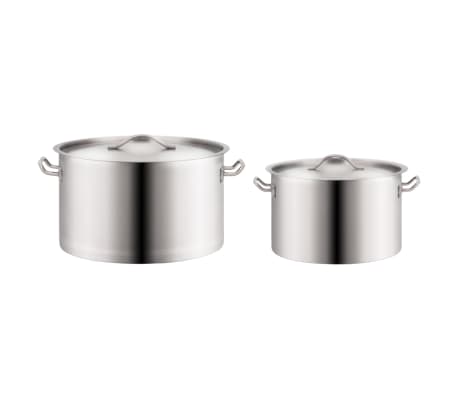 vidaXL 2 Piece Stock Pot Set 58/32 L Stainless Steel