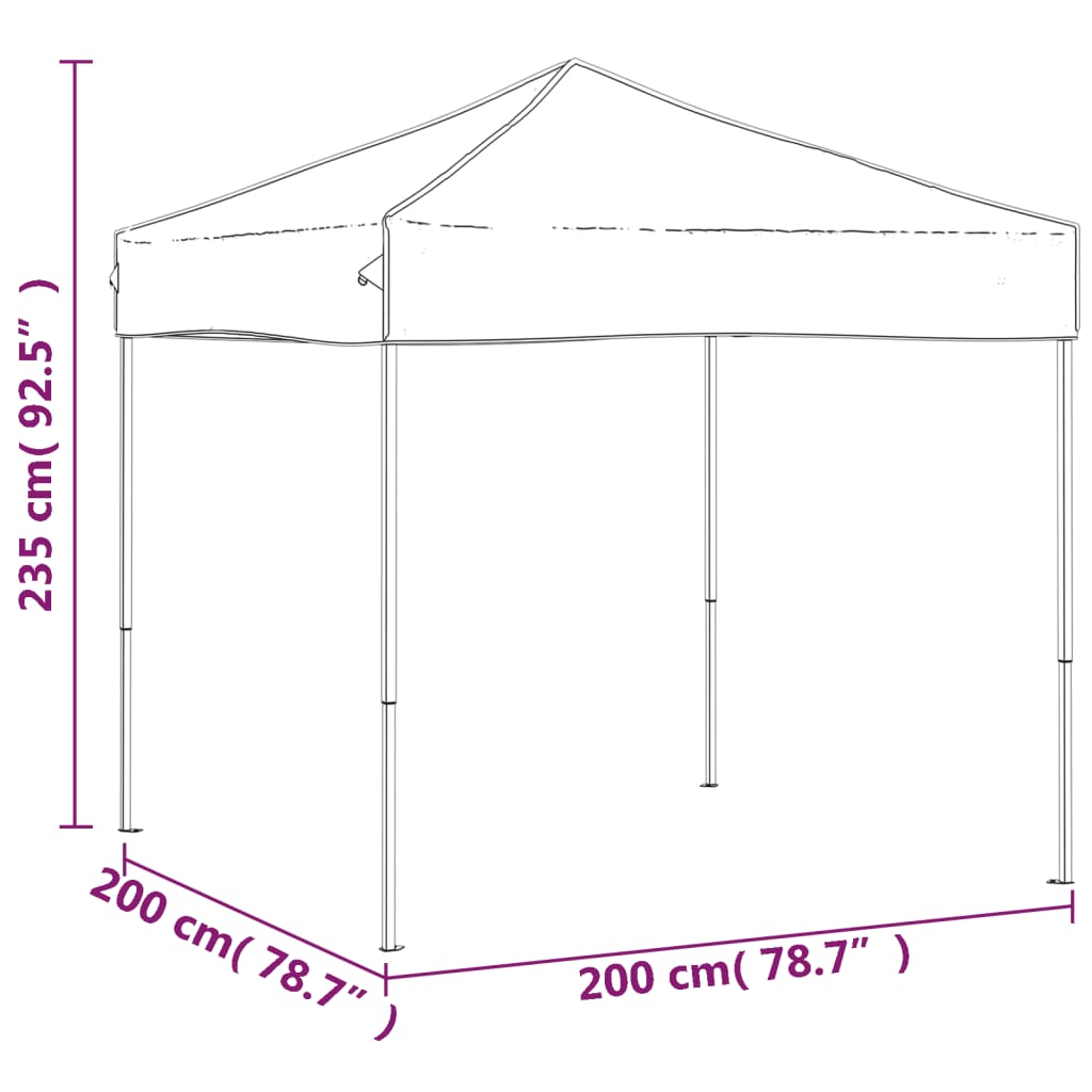 Сгъваема парти палатка, антрацит, 2x2 м