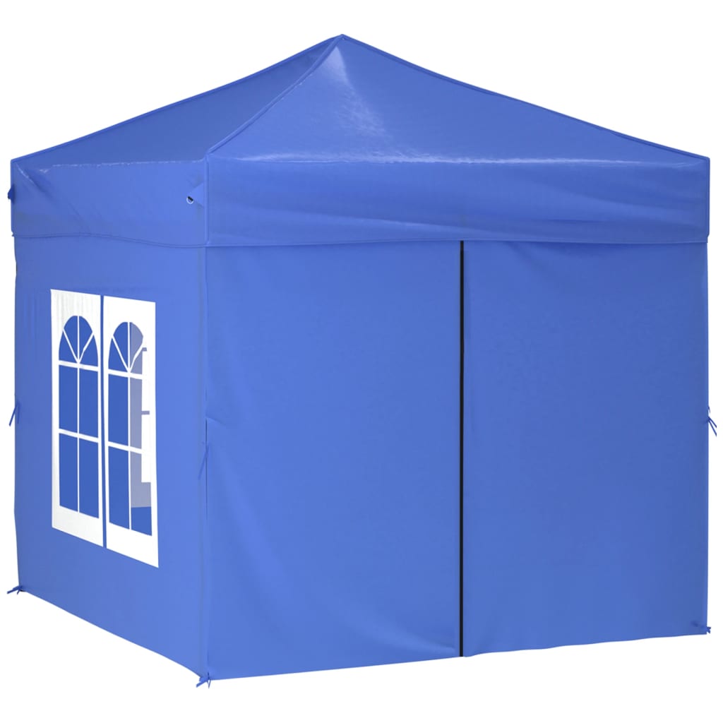 vidaXL Сгъваема парти палатка със странични стени, синя, 2x2 м