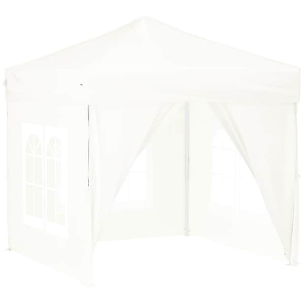 vidaXL kokkupandav peotelk seintega, valge, 2 x 2 m