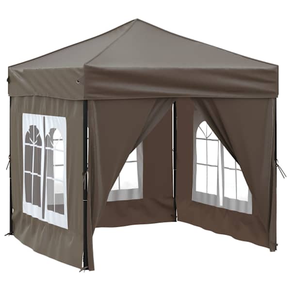 vidaXL kokkupandav peotelk seintega, pruunikashall, 2 x 2 m