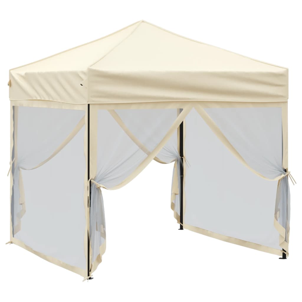 vidaXL Partytent inklapbaar met zijwanden 2x2 m crèmekleurig afbeelding