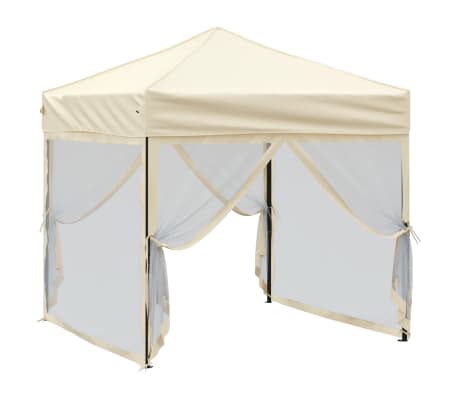 vidaXL Folding Party Tent with Sidewalls Cream 2x2 m