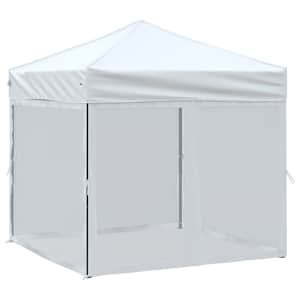vidaXL kokkupandav peotelk seintega, valge, 2 x 2 m