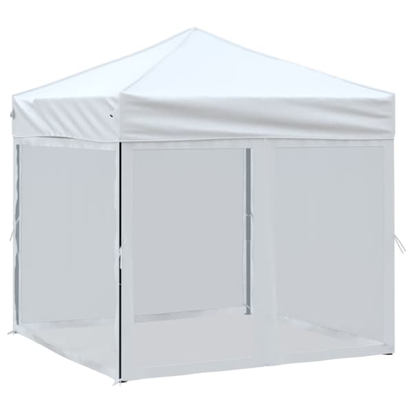 vidaXL kokkupandav peotelk seintega, valge, 2 x 2 m