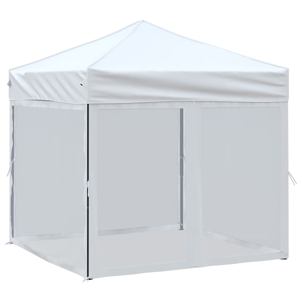 vidaXL Skladací párty stan s bočnicami biely 2x2 m