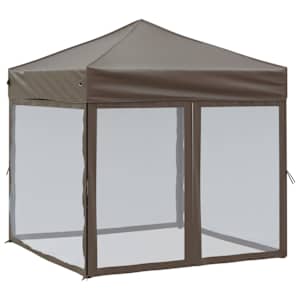 vidaXL kokkupandav peotelk seintega, pruunikashall, 2 x 2 m