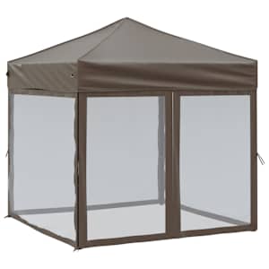 Skládací party stan s bočními stěnami taupe 2 x 2 m - obrázek 2