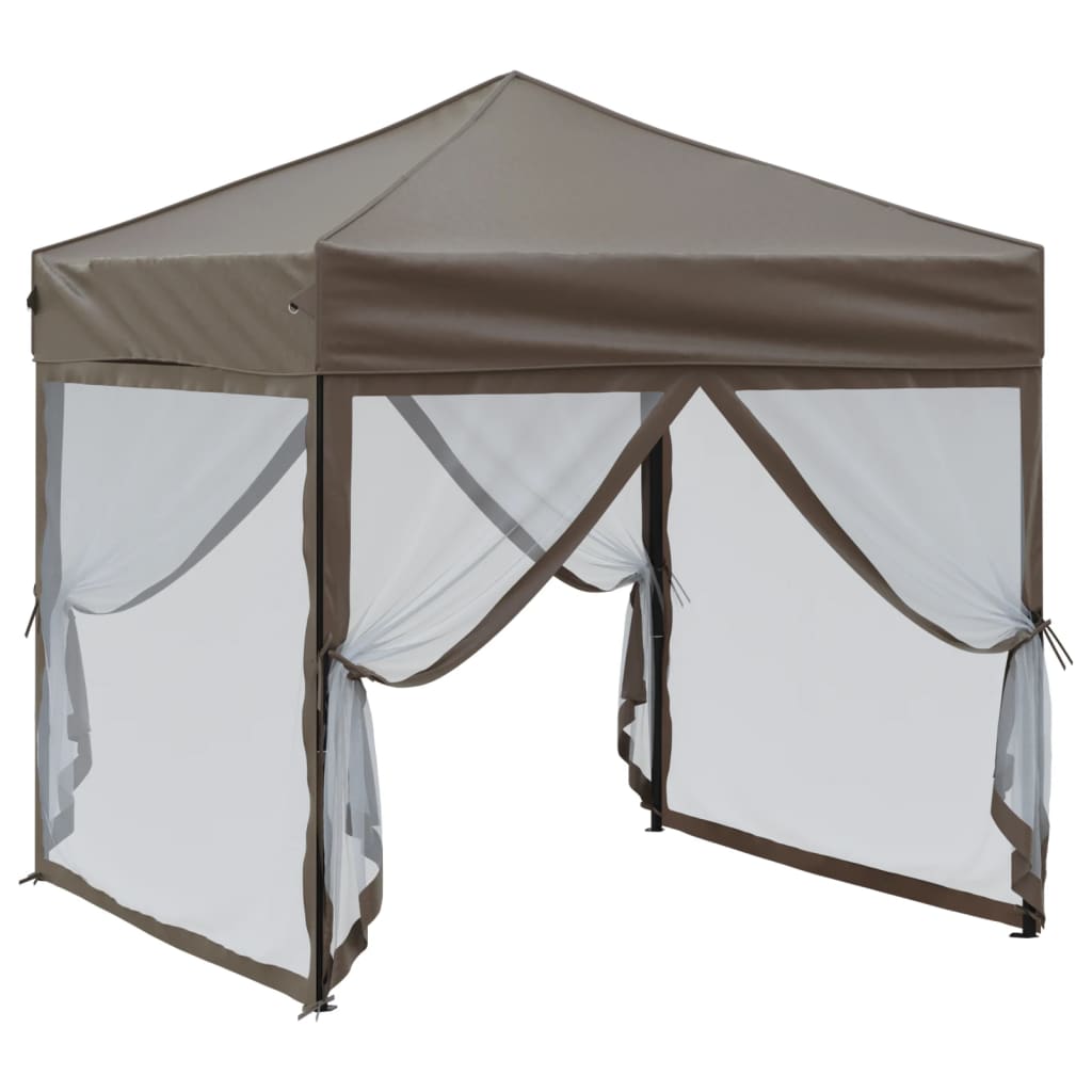 vidaXL Partytent inklapbaar met zijwanden 2x2 m taupe