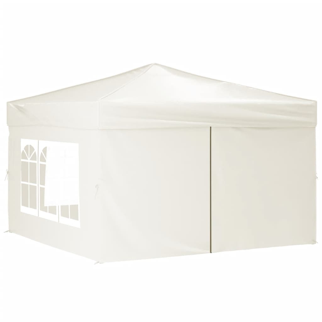 vidaXL Cort pliabil pentru petrecere, pereți laterali, crem, 3x3 m