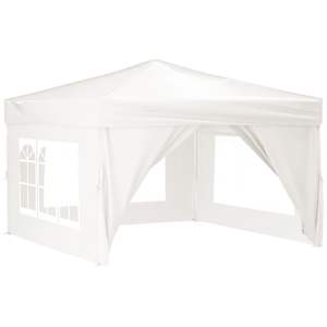 vidaXL kokkupandav peotelk seintega, valge, 3 x 3 m
