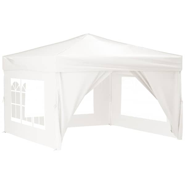 vidaXL kokkupandav peotelk seintega, valge, 3 x 3 m