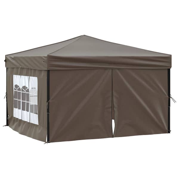 vidaXL kokkupandav peotelk seintega, pruunikashall, 3 x 3 m
