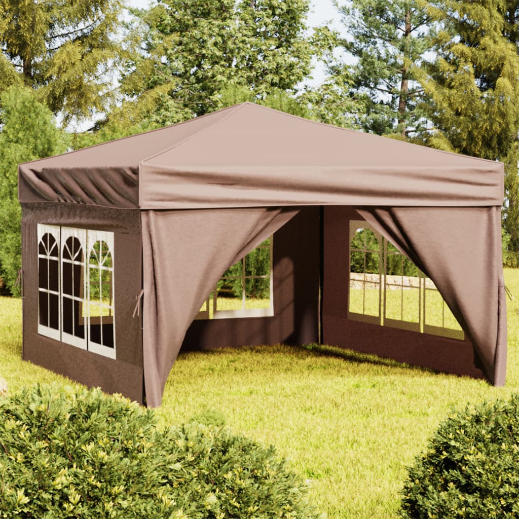 vida XL Partyzelt Faltbar mit Seitenwänden Taupe 3x 3 m