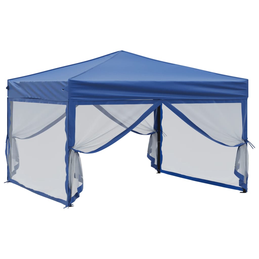 vidaXL Partytent inklapbaar met zijwanden 3x3 m blauw afbeelding