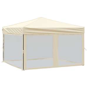 vidaXL kokkupandav peotelk seintega, kreemjas, 3 x 3 m
