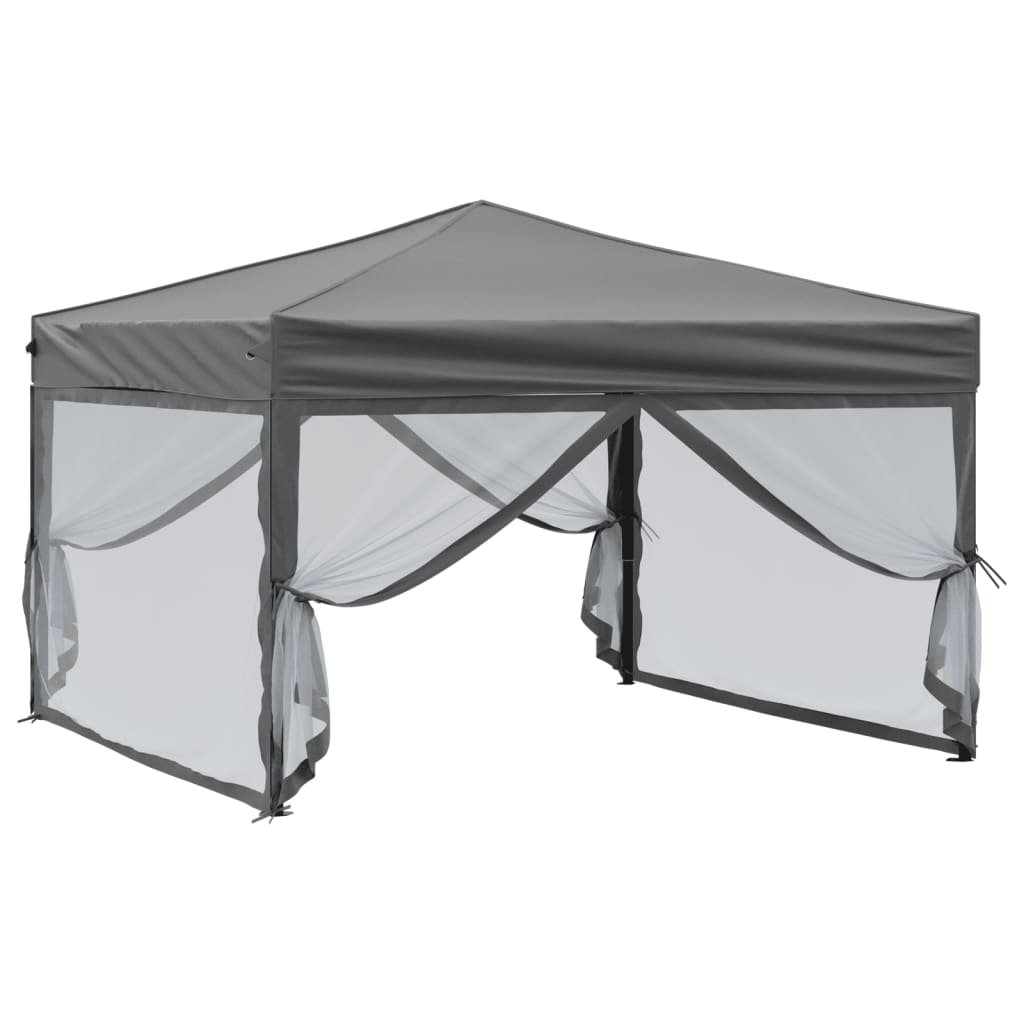 vidaXL Partytent inklapbaar met zijwanden 3x3 m antracietkleurig afbeelding