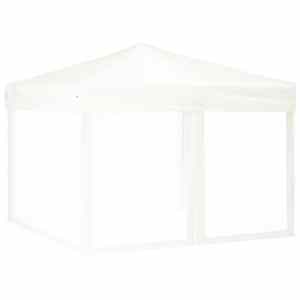 vidaXL kokkupandav peotelk seintega, valge, 3 x 3 m