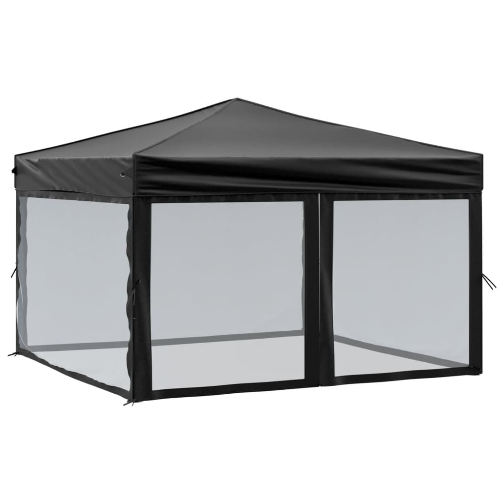 vidaXL Skládací party stan s bočními stěnami černý 3 x 3 m