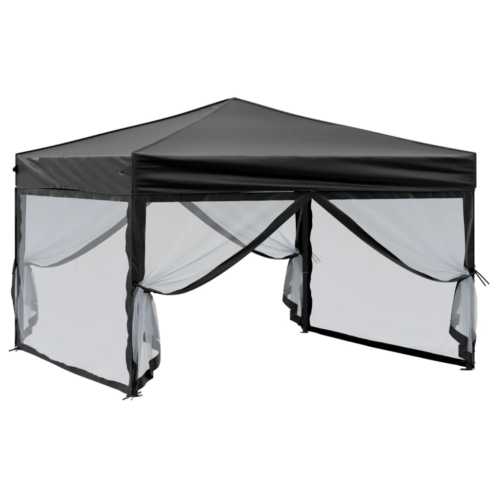 vidaXL Partytent inklapbaar met zijwanden 3x3 m zwart afbeelding