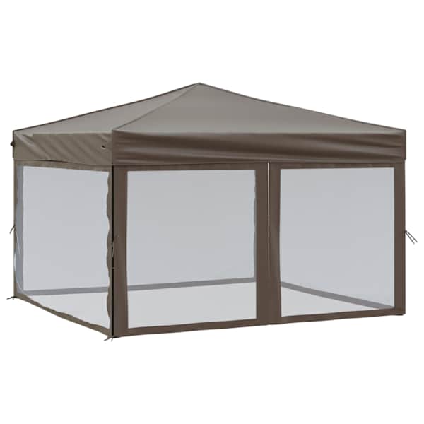 vidaXL kokkupandav peotelk seintega, pruunikashall, 3 x 3 m