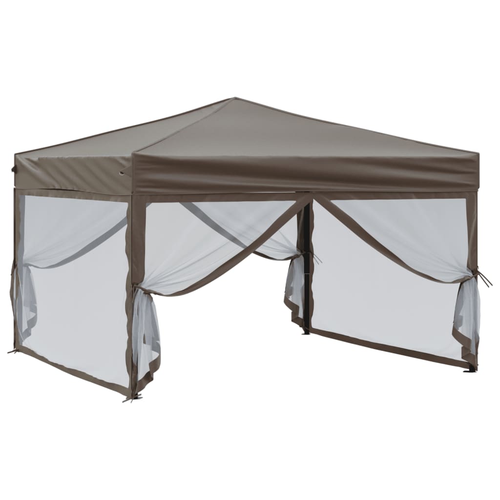vidaXL Cort pliabil pentru petrecere, pereți laterali, taupe, 3x3 m