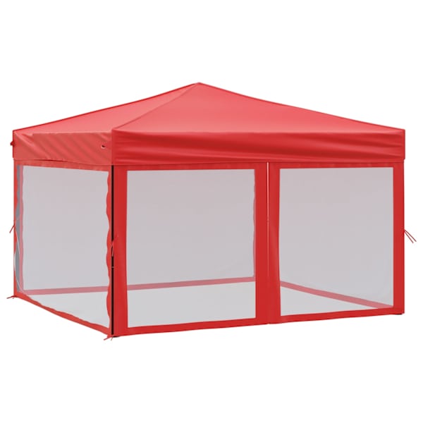 vidaXL kokkupandav peotelk seintega, punane, 3 x 3 m
