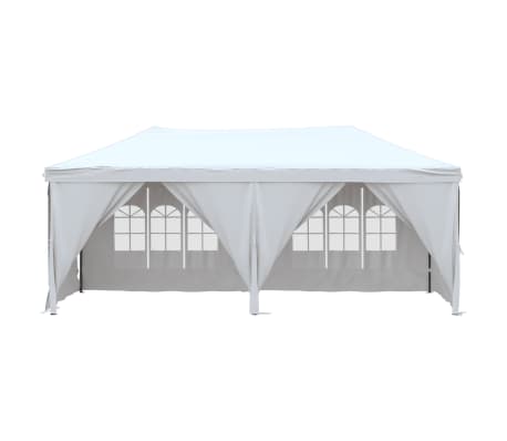 vidaXL Folding Party Tent with Sidewalls White 3x6 m