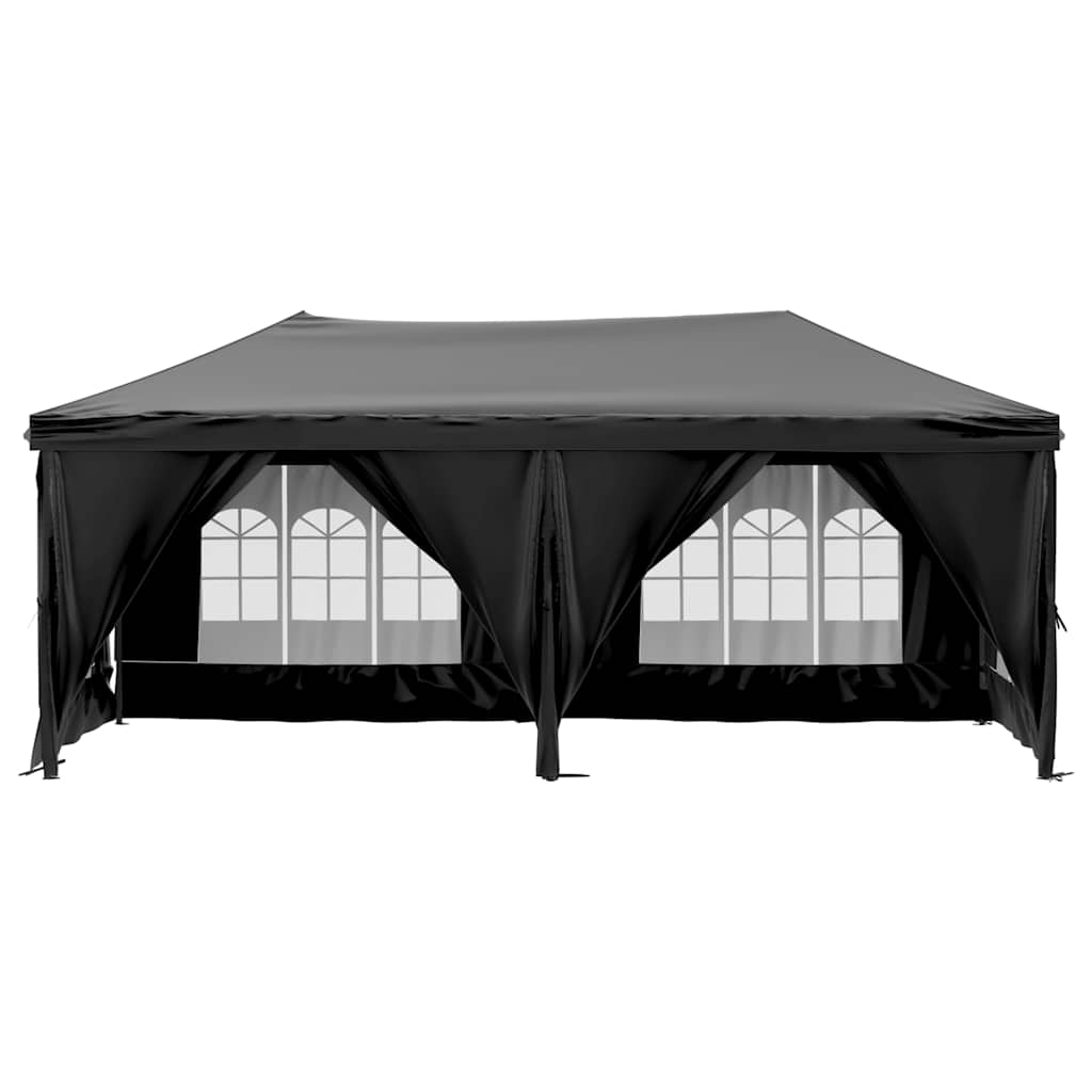 vidaXL Skladací párty stan s bočnými stenami čierny 3x6 m