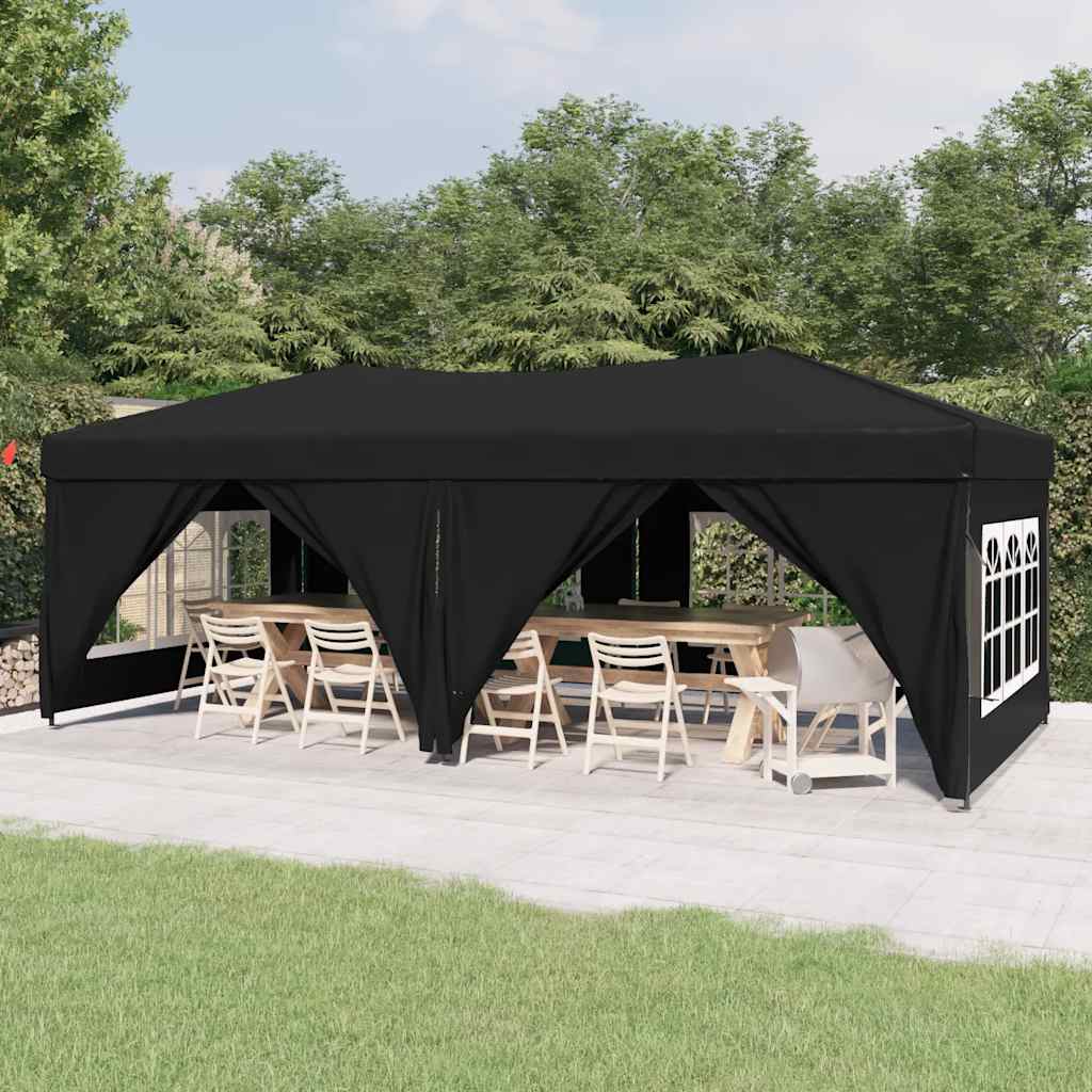 vidaXL Partyzelt Faltbar mit Seitenwänden Schwarz 3x6 m