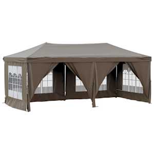 vidaXL kokkupandav peotelk k&uuml;lgseintega, pruunikashall, 3 x 6 m
