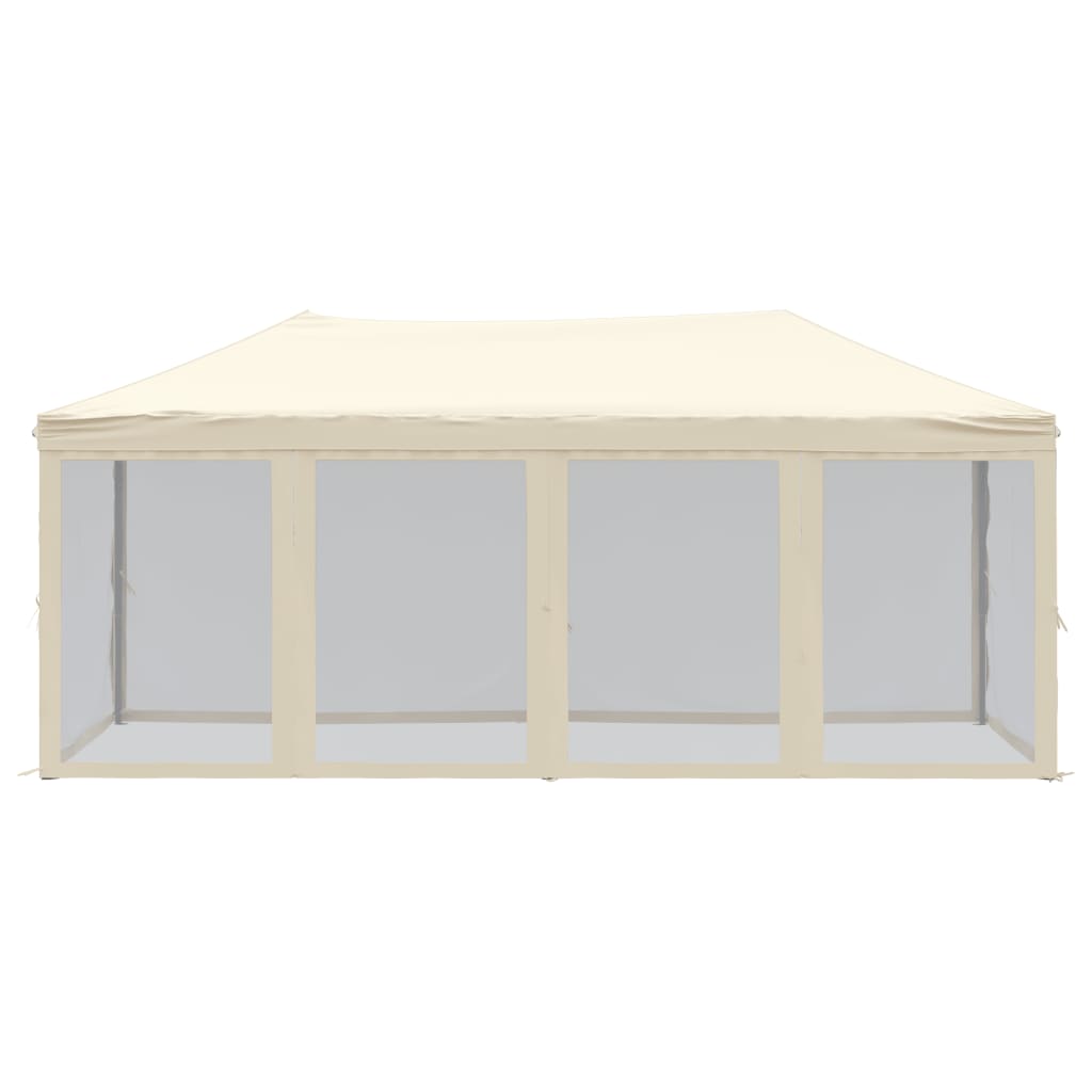 vidaXL Kokoontaittuva juhlateltta sivuseinillä kerma 3x6 m
