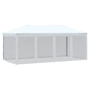 vidaXL kokkupandav peotelk k&uuml;lgseintega, valge, 3 x 6 m