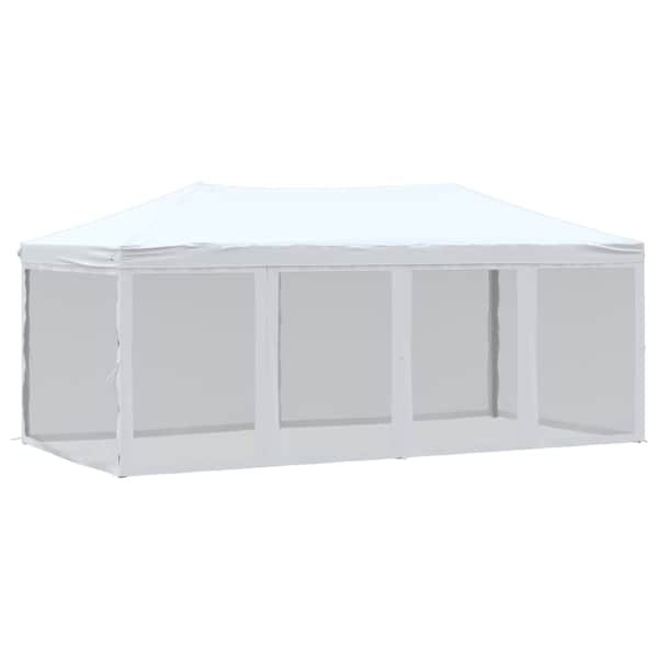 vidaXL kokkupandav peotelk k&uuml;lgseintega, valge, 3 x 6 m