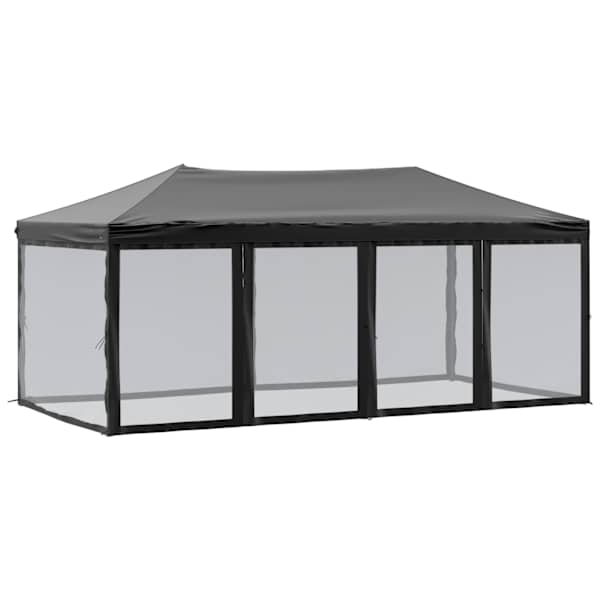 vidaXL kokkupandav peotelk seintega, must, 3 x 6 m