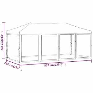 Skládací party stan s bočními stěnami černý 3 x 6 m - obrázek 11