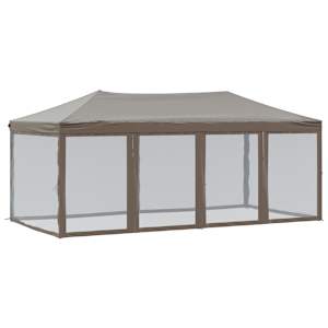 vidaXL kokkupandav peotelk k&uuml;lgseintega, pruunikashall, 3 x 6 m
