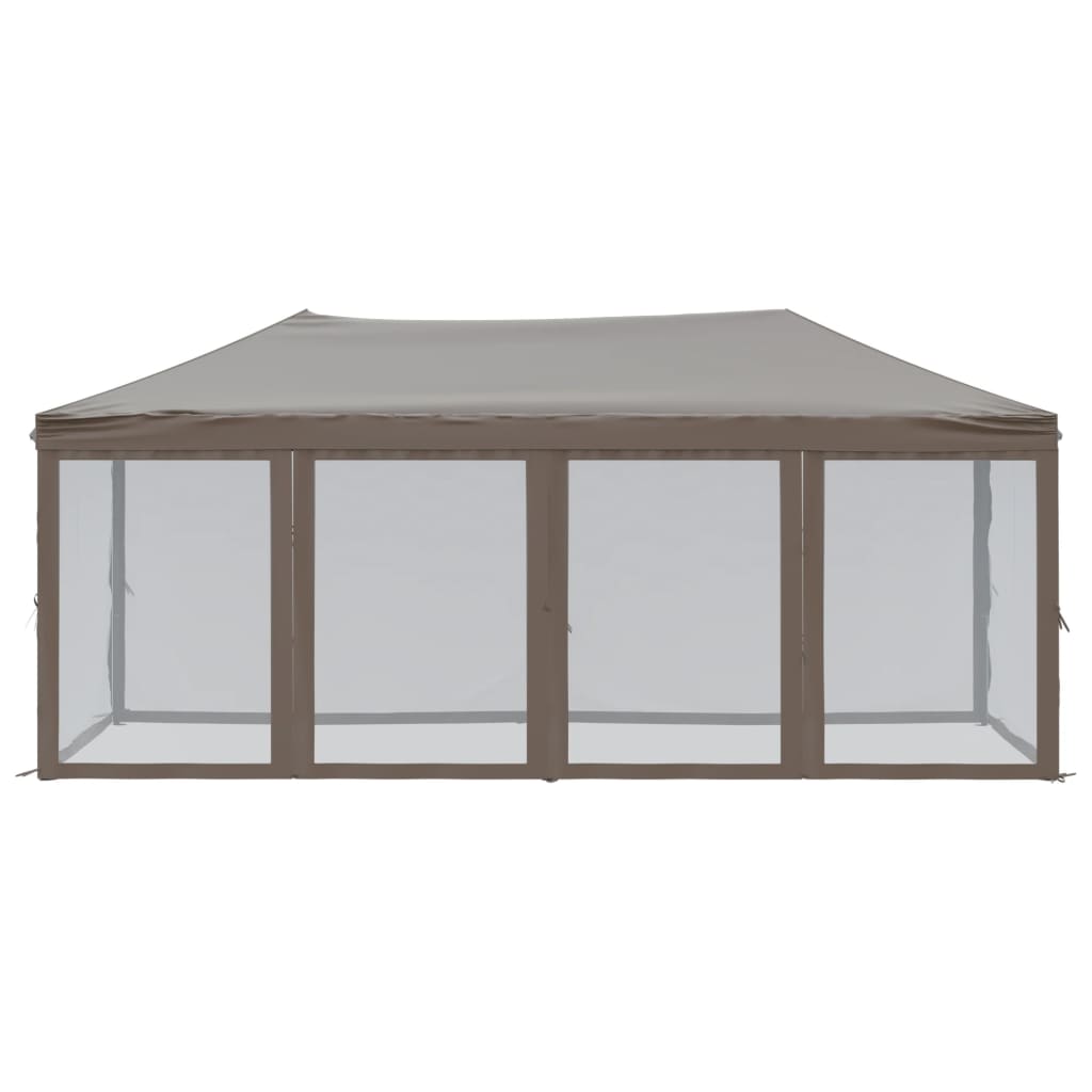 vidaXL Partytent inklapbaar met zijwanden 3x6 m taupe afbeelding