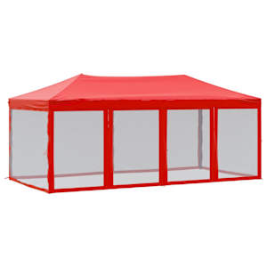 vidaXL kokkupandav peotelk k&uuml;lgseintega, punane, 3 x 6 m