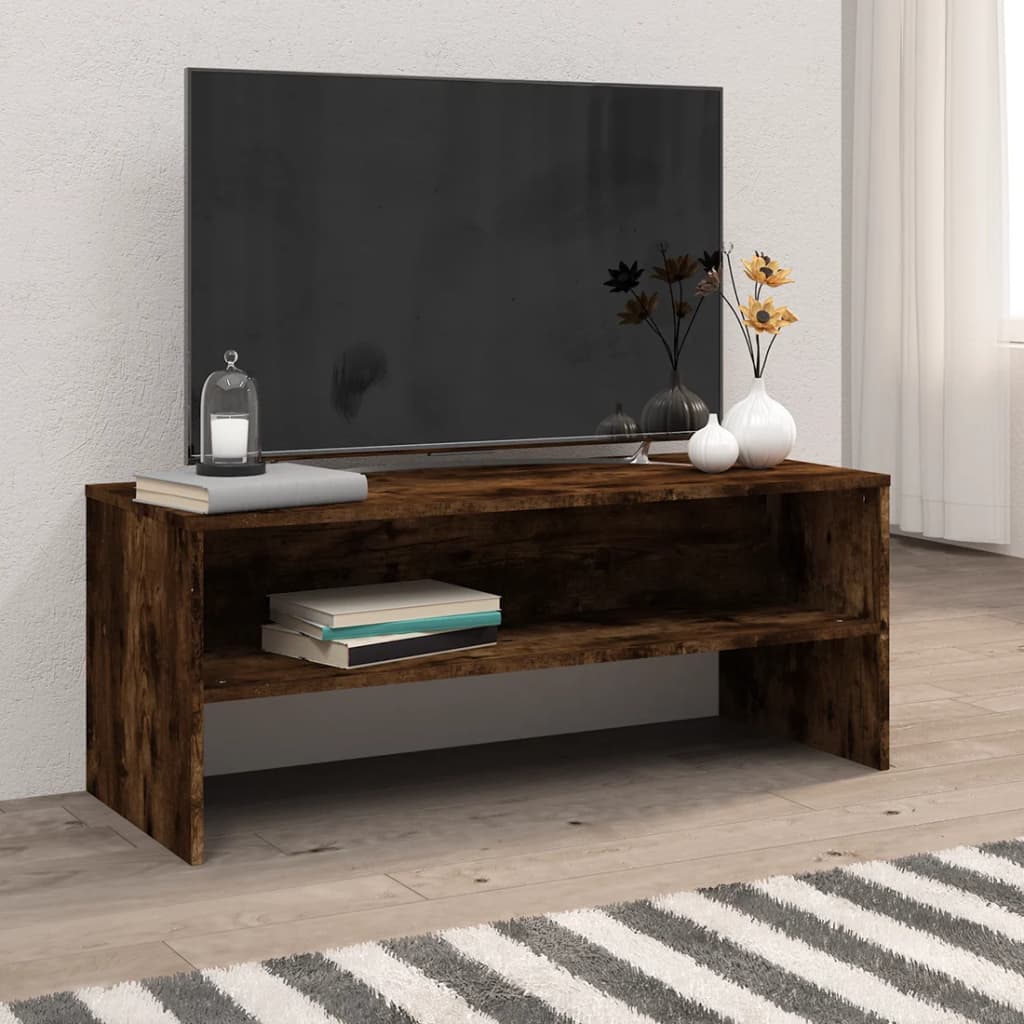füstös tölgyszínű szerelt fa TV-szekrény 100 x 40 x 40 cm