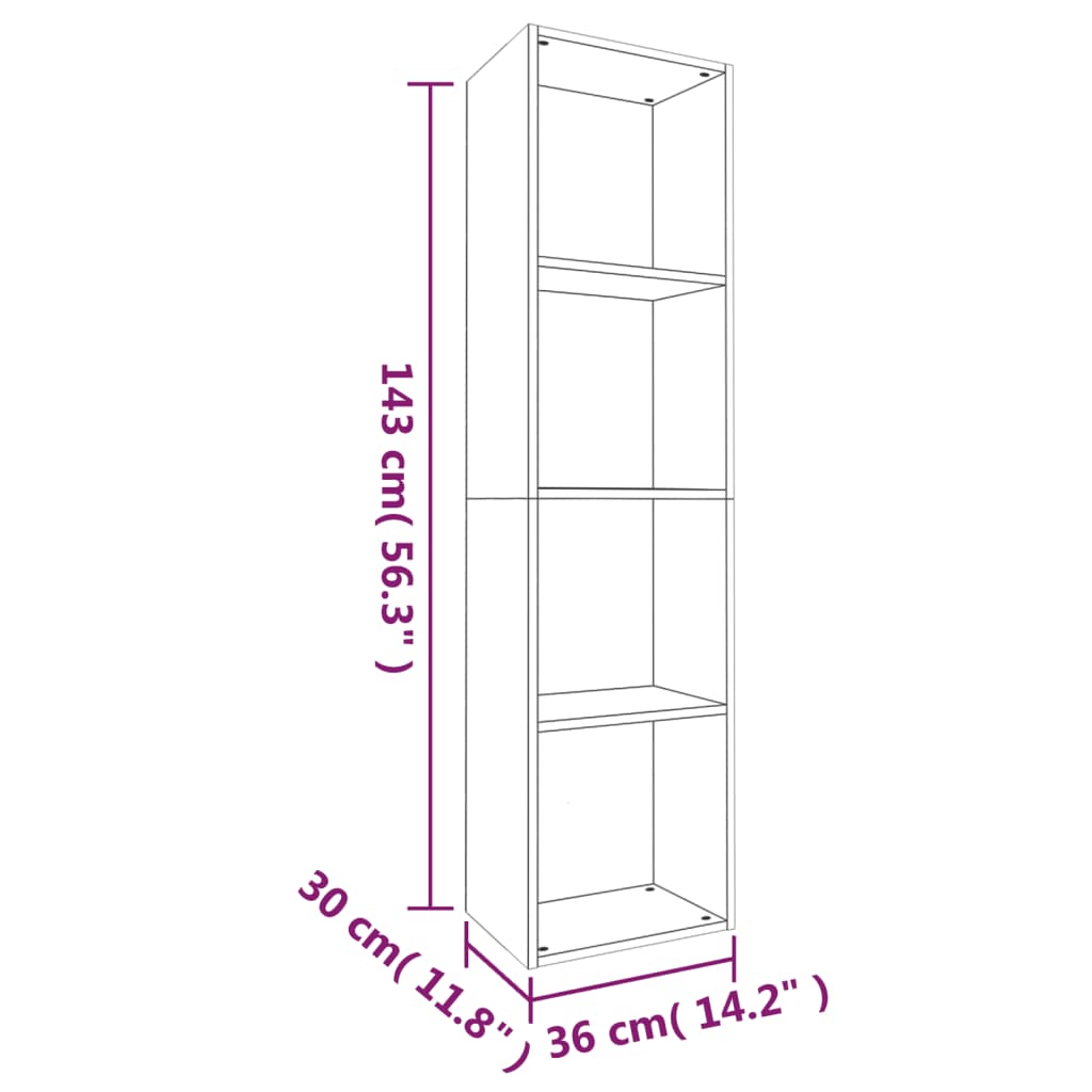 Шкаф за книги/ТВ шкаф опушен дъб 36x30x143 см инженерно дърво